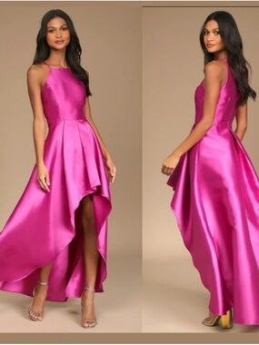 Lulu's Broadway Show Magenta High-Low Gown Sz S